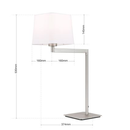Tafellamp CARLTON 1xE27/40W/230V wit/mat chroom