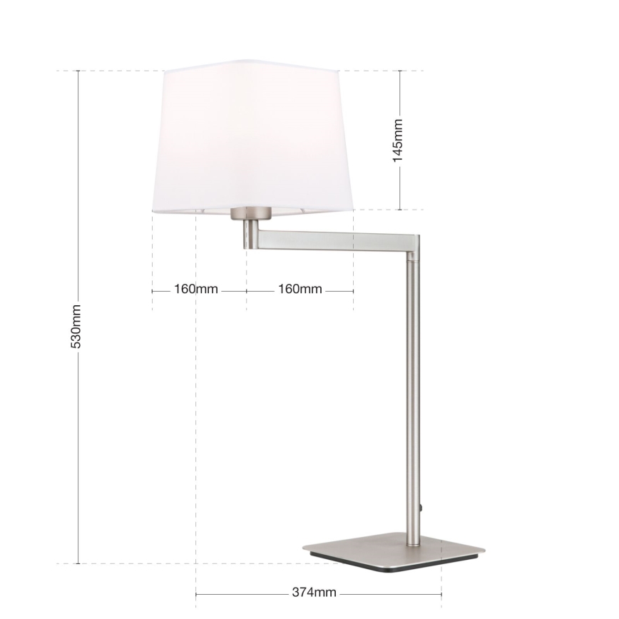Tafellamp CARLTON 1xE27/40W/230V wit/mat chroom