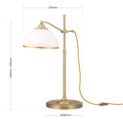 Lampe de table OLD LAMP 1xE27/40W/230V 65 cm blanc/laiton