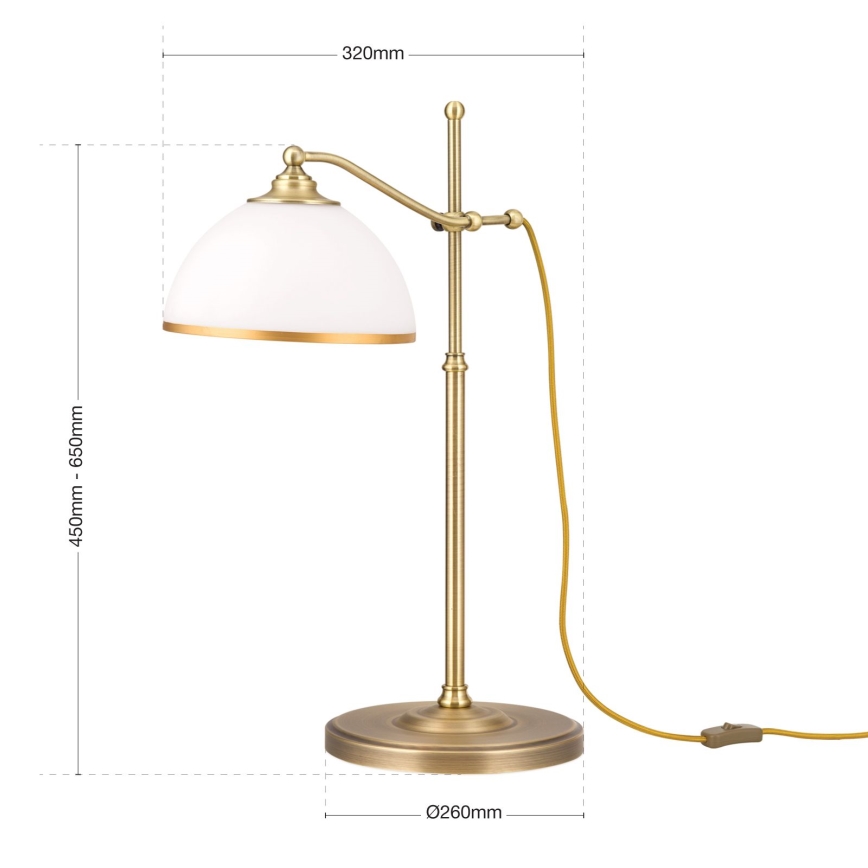 Lampe de table OLD LAMP 1xE27/40W/230V 65 cm blanc/laiton