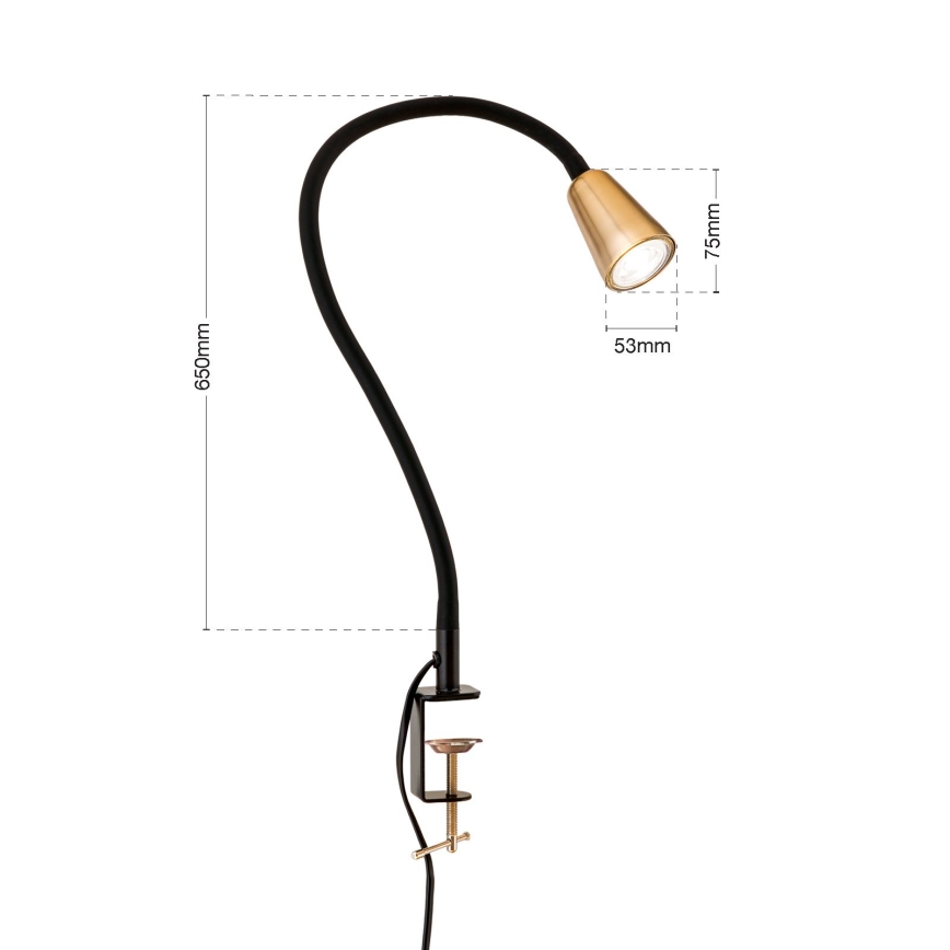 Lampe de bureau flexible à pince DOTTY 1xGU10/10W/230V laiton/noir