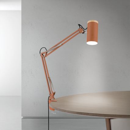 Lampe de table à pince GILI 1xE27/40W/230V, finition brique