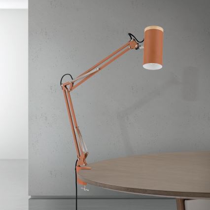 Lampe de table à pince GILI 1xE27/40W/230V, finition brique