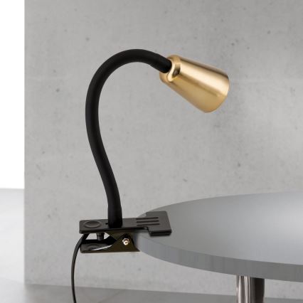 Lampe de bureau flexible à pince DOTTY 1xGU10/10W/230V laiton/noir