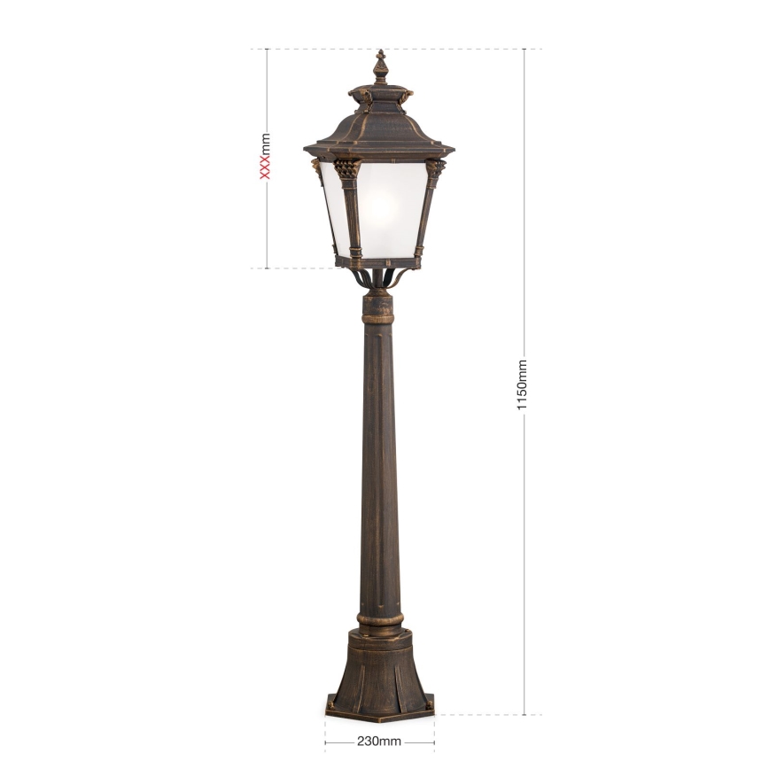 Lampe d'extérieur AIKO 1xE27/60W/230V 115 cm IP23 bronze/patine