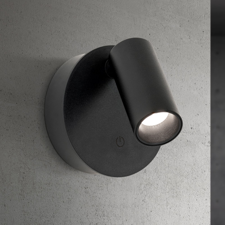 Applique spot murale tactile LED dimmable et rechargeable LUXY LED/1W/5V 2200 mAh 2700/3000/4000K noir