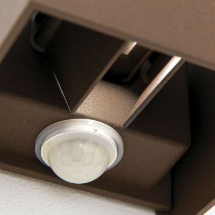 Applique murale d'extérieur avec détecteur de mouvement et capteur crépusculaire CUBE-S LED/13W/230V IP54 marron