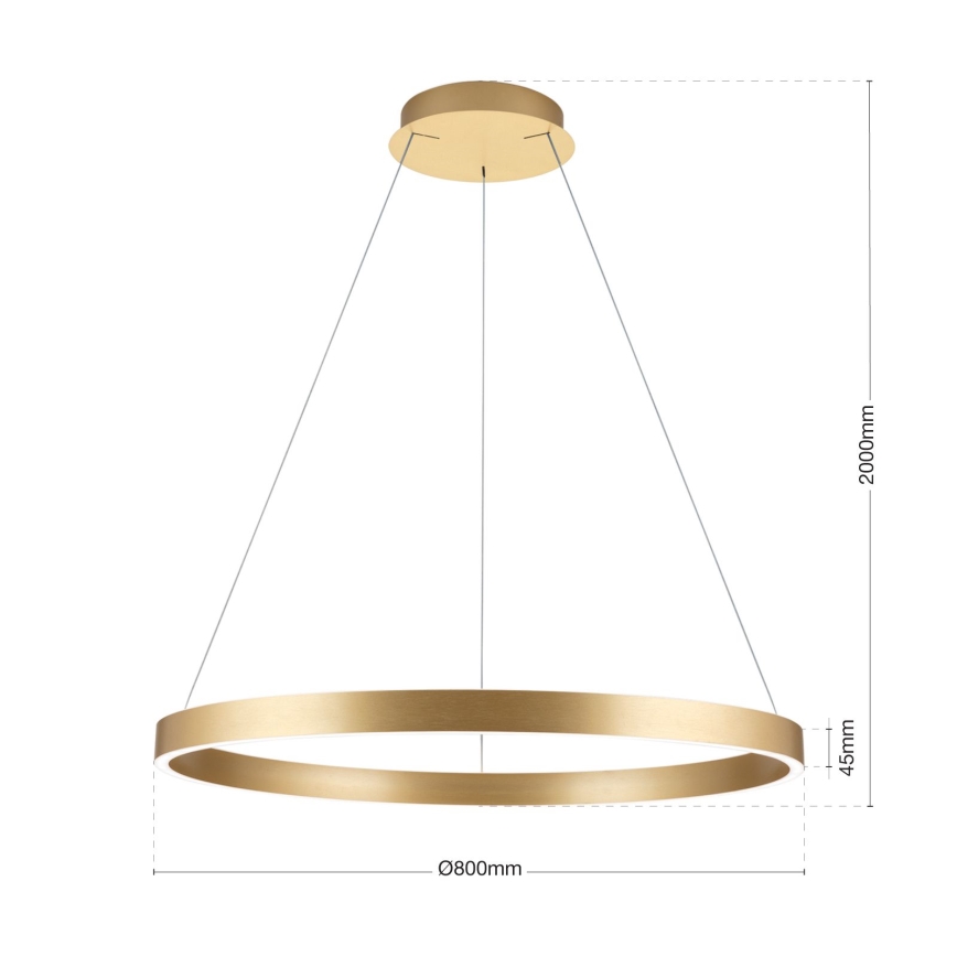 dimbare LED-kroonluchter met kabelophanging KOLK LED/80W/230V 2700/3000/4000K Ø 80 cm goudkleurig