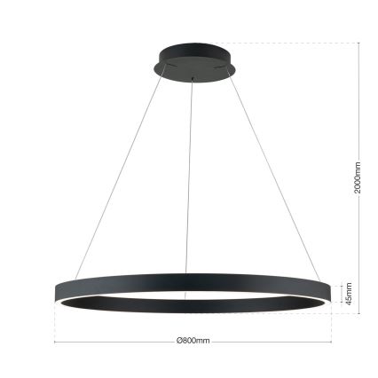 LED-dimbare hanglamp met kabelophanging KOLK LED/80W/230V 2700/3000/4000K Ø 80 cm zwart
