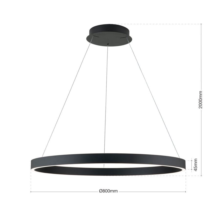 LED-dimbare hanglamp met kabelophanging KOLK LED/80W/230V 2700/3000/4000K Ø 80 cm zwart