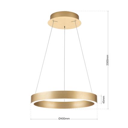 Dimbare LED-pendellamp aan kabel KOLK LED/40W/230V 2700/3000/4000 K Ø 40 cm, goudkleurig