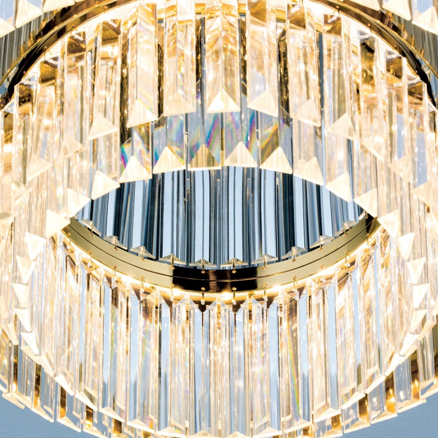 LED Dimbaar kristallen plafondlamp PRISM LED/80W/230V Ø 55 cm 24K goud