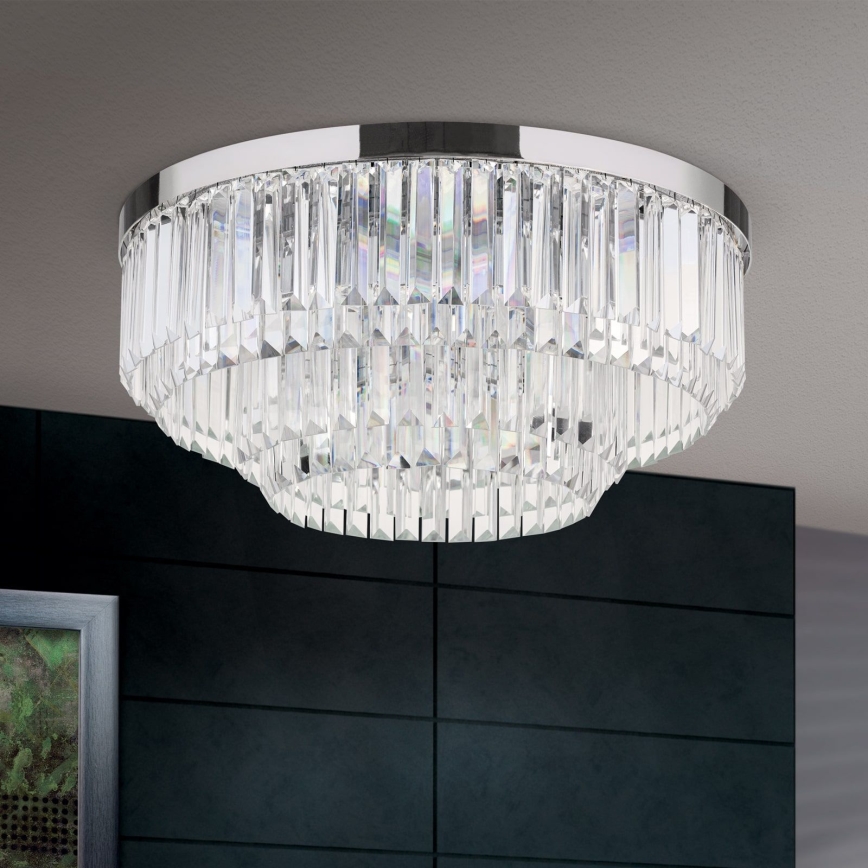 LED Dimbare kristallen plafondlamp PRISM LED/80W/230V Ø 55 cm glanzend chroom
