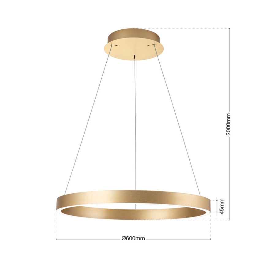 LED dimbare pendellamp aan kabel KOLK LED/60W/230V 2700/3000/4000K Ø 60 cm goud