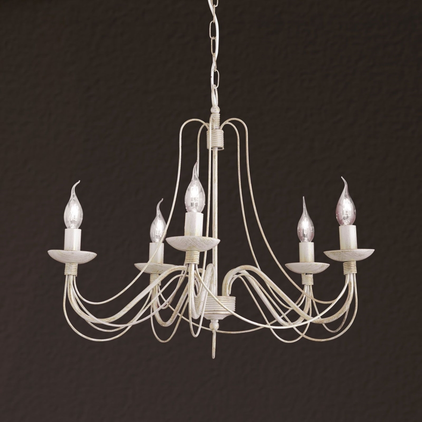 Hanglamp aan een ketting VELA 5xE14/40W/230V diameter 60 cm wit/goud/patina