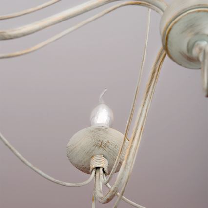 Hanglamp aan een ketting VELA 5xE14/40W/230V diameter 60 cm wit/goud/patina