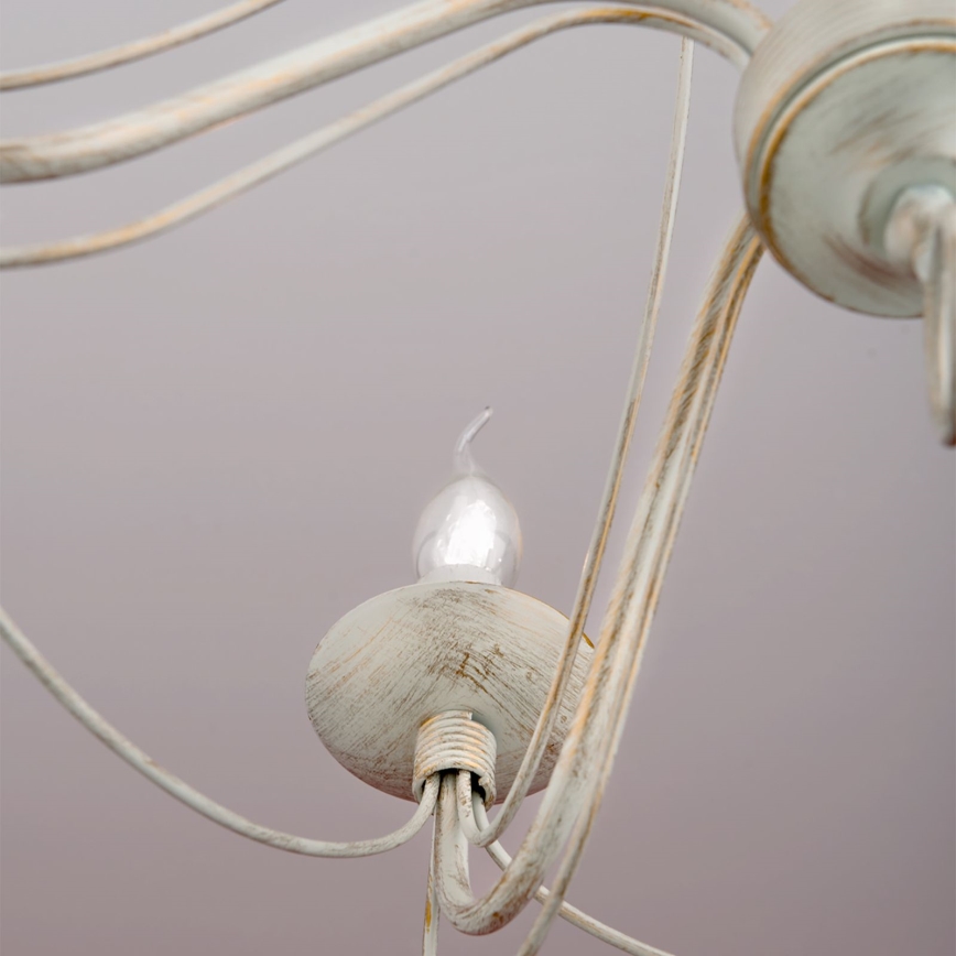 Hanglamp aan een ketting VELA 5xE14/40W/230V diameter 60 cm wit/goud/patina