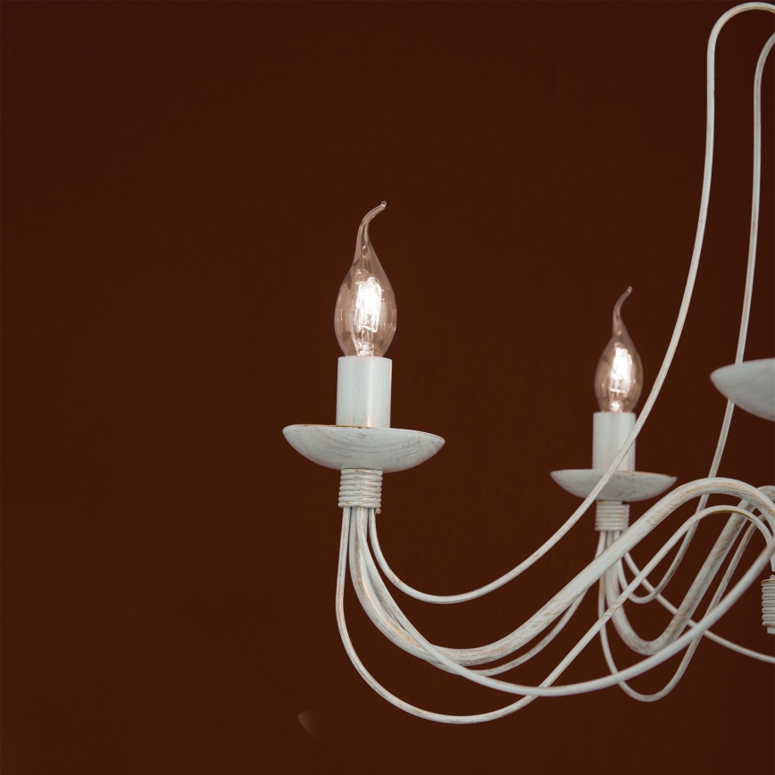 Hanglamp aan een ketting VELA 5xE14/40W/230V diameter 60 cm wit/goud/patina