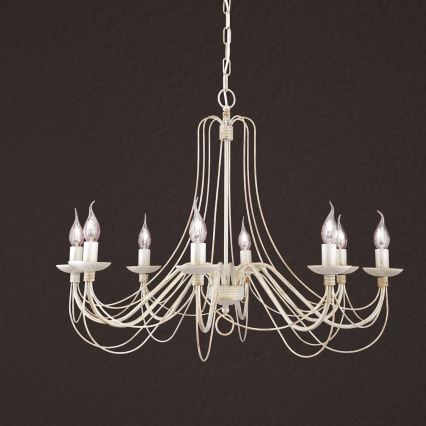 Hanglamp aan een ketting VELA 8xE14/40W/230V diameter 80 cm wit/goud/patina