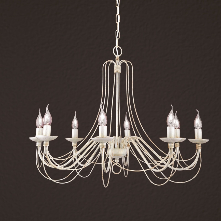 Hanglamp aan een ketting VELA 8xE14/40W/230V diameter 80 cm wit/goud/patina