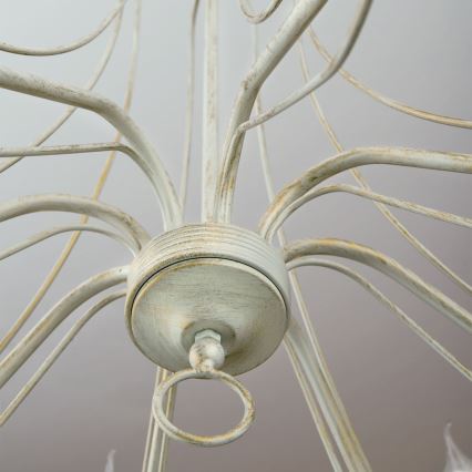 Hanglamp aan een ketting VELA 8xE14/40W/230V diameter 80 cm wit/goud/patina