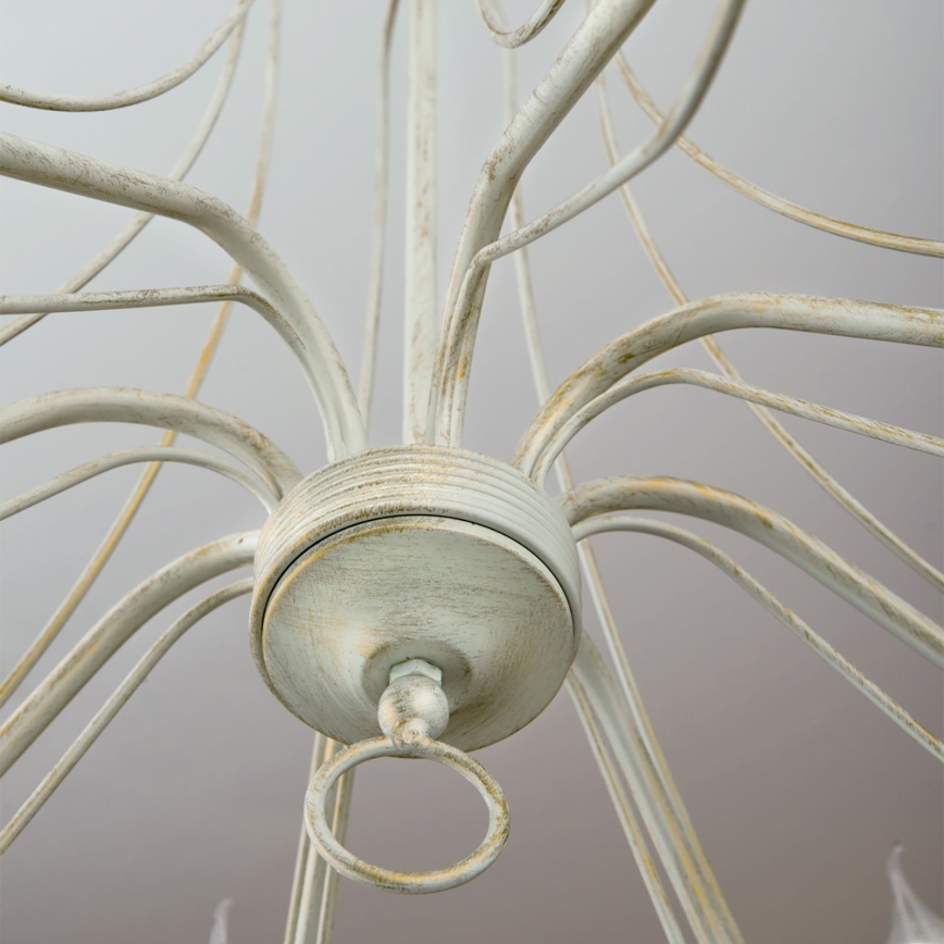 Hanglamp aan een ketting VELA 8xE14/40W/230V diameter 80 cm wit/goud/patina