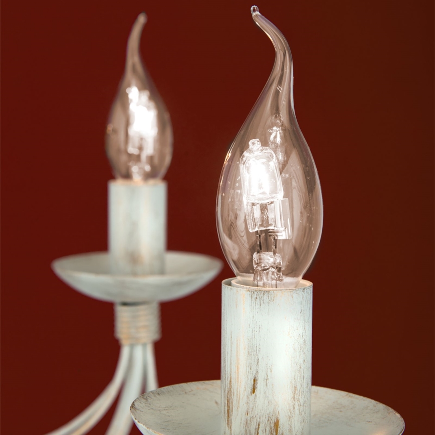 Hanglamp aan een ketting VELA 8xE14/40W/230V diameter 80 cm wit/goud/patina