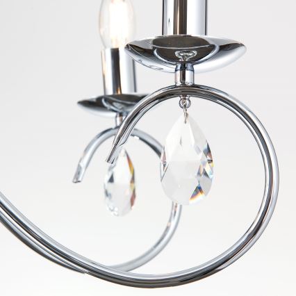 Kristallen hanglamp aan een ketting ALESSIA 5xE14/40W/230V glanzend chroom