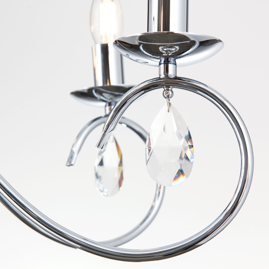 Kristallen hanglamp aan een ketting ALESSIA 5xE14/40W/230V glanzend chroom