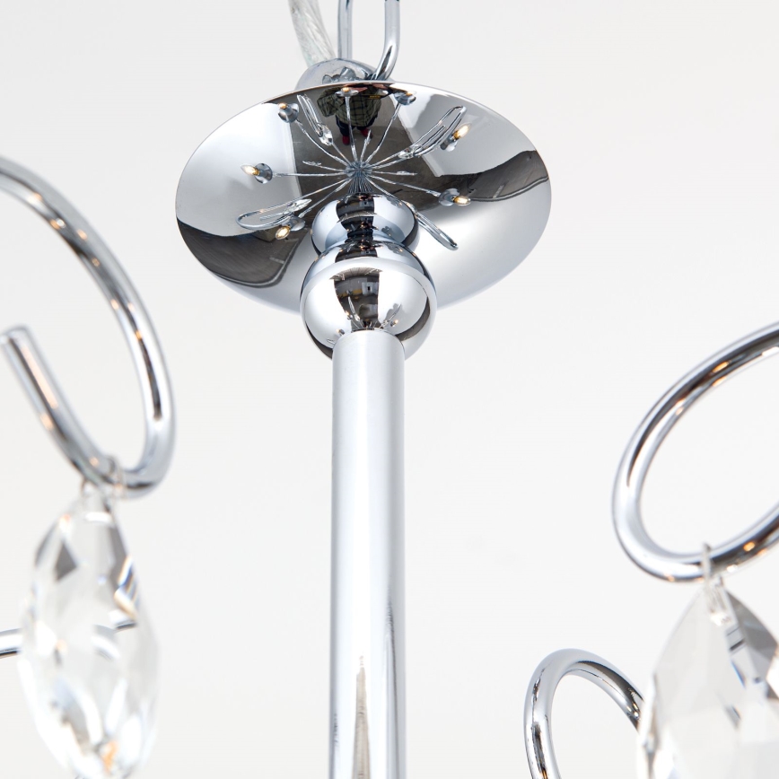Kristallen hanglamp aan een ketting ALESSIA 5xE14/40W/230V glanzend chroom
