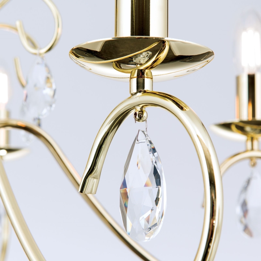 Kristallen hanglamp aan een ketting ALESSIA 5xE14/40W/230V goud