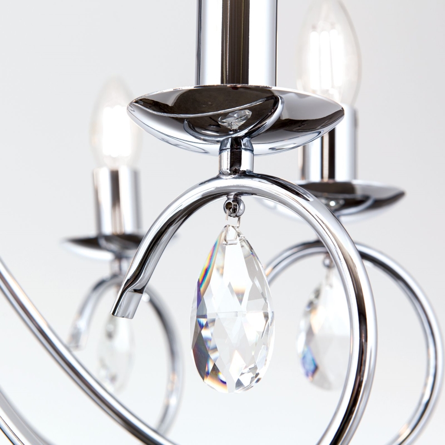 Kristallen hanglamp aan een ketting ALESSIA 8xE14/40W/230V glanzend chroom