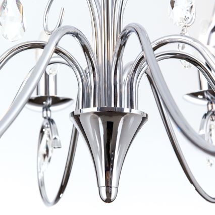 Kristallen hanglamp aan een ketting ALESSIA 8xE14/40W/230V glanzend chroom