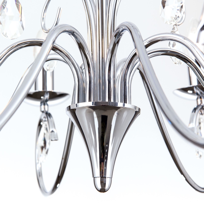 Kristallen hanglamp aan een ketting ALESSIA 8xE14/40W/230V glanzend chroom