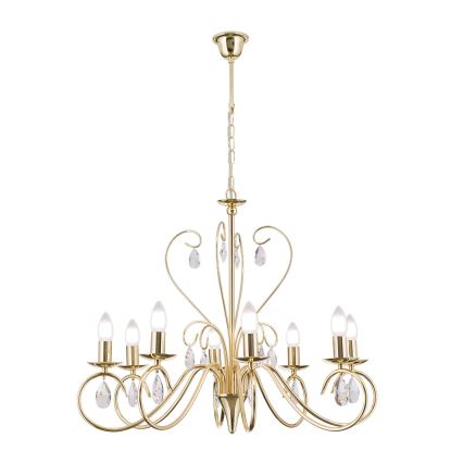 Kristallen hanglamp aan een ketting ALESSIA 8xE14/40W/230V goud