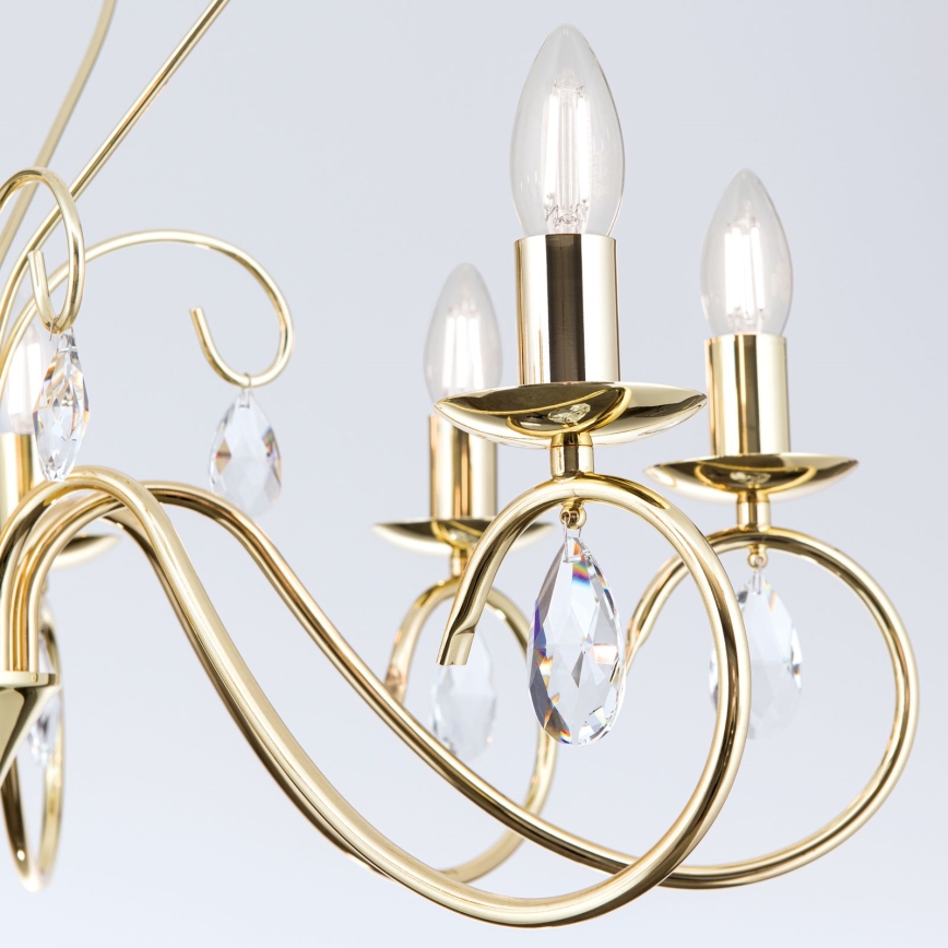 Kristallen hanglamp aan een ketting ALESSIA 8xE14/40W/230V goud
