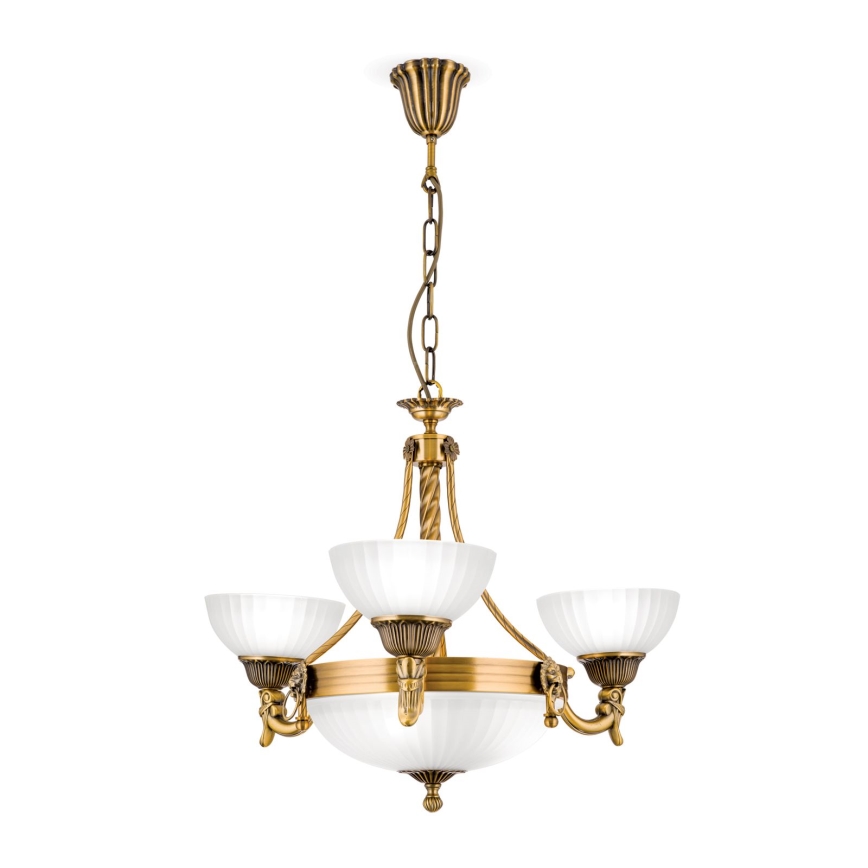 Hanglamp aan een ketting ROCCA 6xE27/60W/230V diameter 64 cm brons/wit