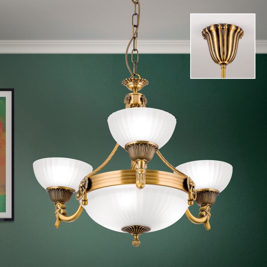 Hanglamp aan een ketting ROCCA 6xE27/60W/230V diameter 64 cm brons/wit
