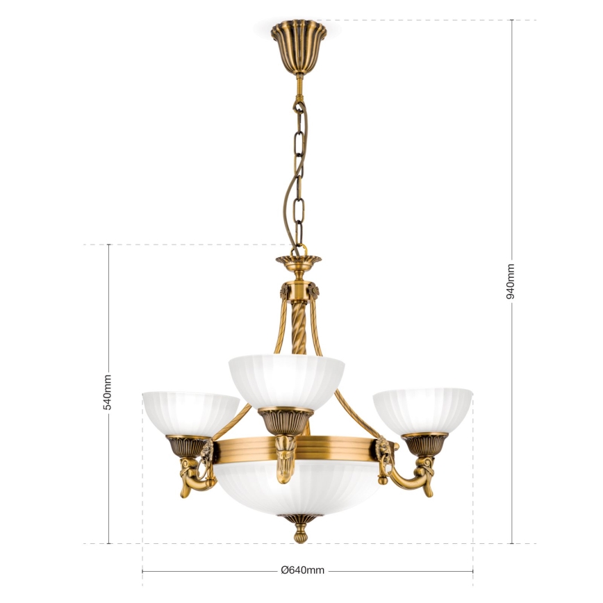 Hanglamp aan een ketting ROCCA 6xE27/60W/230V diameter 64 cm brons/wit