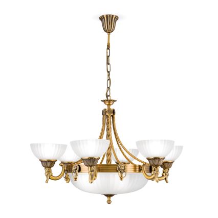 Suspension chaîne ROCCA 9xE27/60W/230V d. 75 cm bronze/blanc