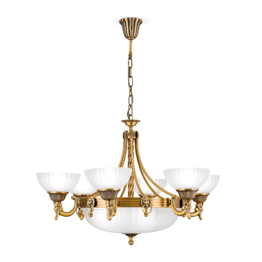 Suspension chaîne ROCCA 9xE27/60W/230V d. 75 cm bronze/blanc