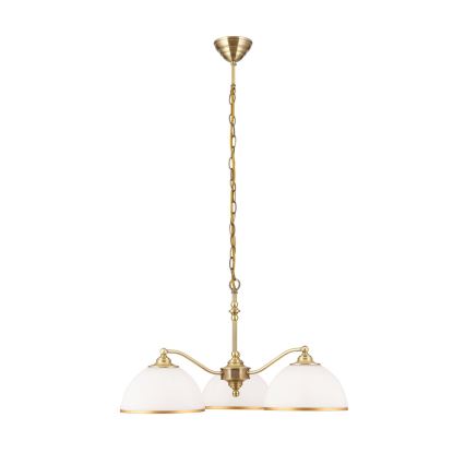 Hanglamp aan een ketting OLD LAMP 3xE27/40W/230V diameter 65 cm wit/messing