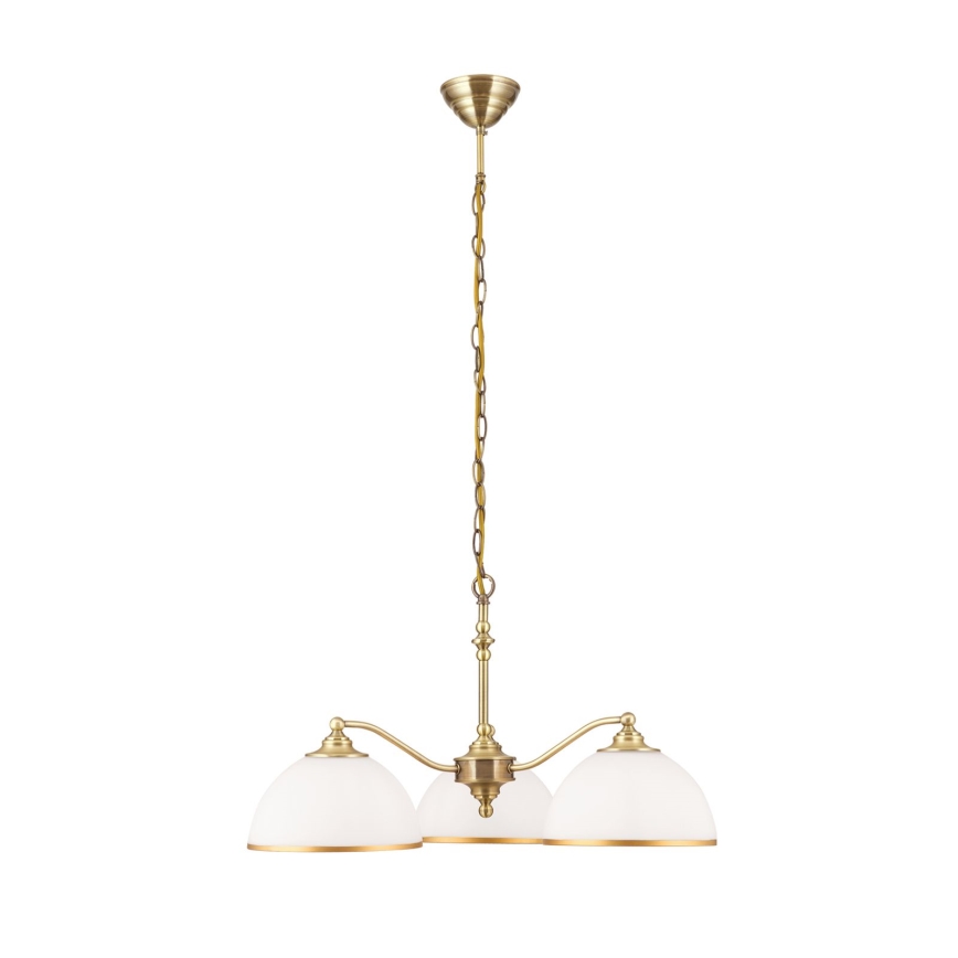 Hanglamp aan een ketting OLD LAMP 3xE27/40W/230V diameter 65 cm wit/messing