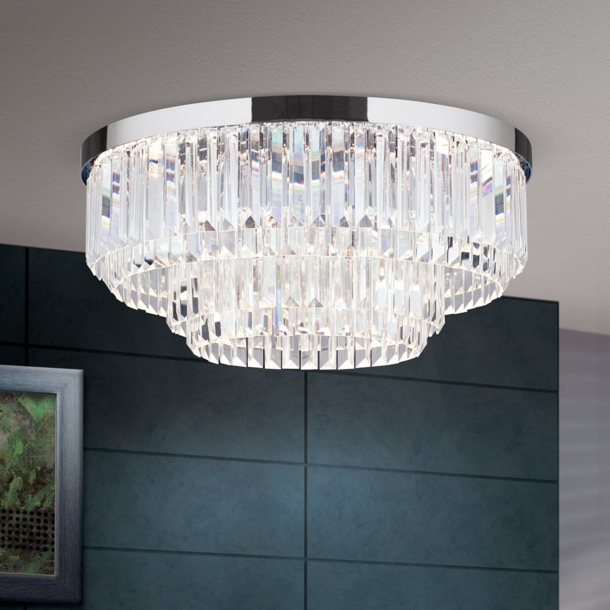 Plafonnier à intensité variable en cristal PRISM LED/80W/230V d. 55 cm chrome brillant