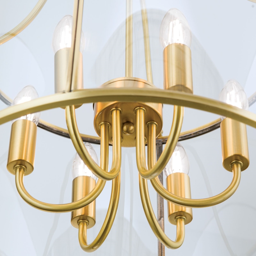 Lustre sur chaîne BRUNO 6xE14/40W/230V, diam. 43 cm, doré