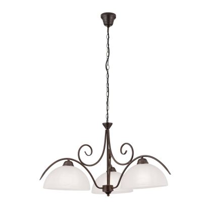 Lustre sur chaîne RULA 3xE27/40W/230V Ø 70 cm blanc/bronze