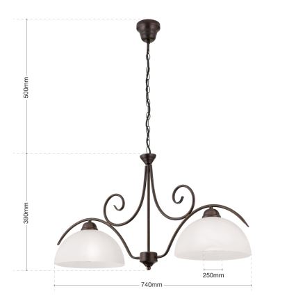 Lustre suspendu sur chaîne RULA 2xE27/40W/230V blanc/bronze