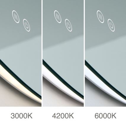 Miroir mural chauffant LED pour salle de bains avec rétroéclairage FOCUS LED/30W/230V 3000/4200/6000K Ø 100 cm IP44