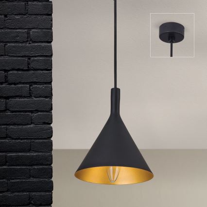 Hanglamp met kabel GUNDA 1xE14/40W/230V Ø 16,5 cm zwart/goud