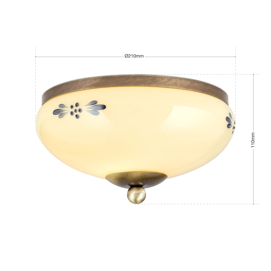 Plafondlamp LANDHAUS 1xE27/60W/230V Ø 21 cm brons/beige/blauw